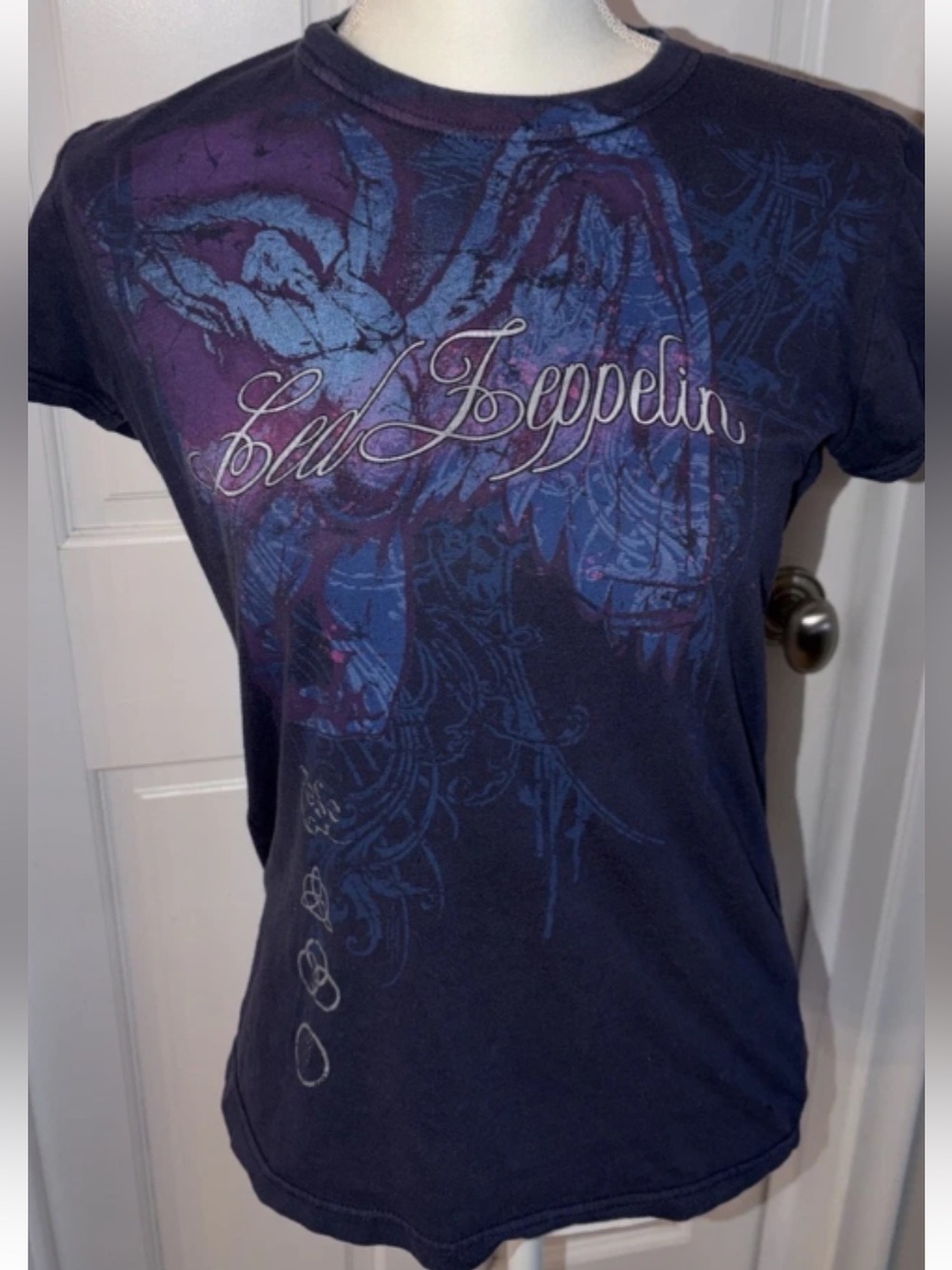 Optima Navy Graphic Tee with Led Zeppelin- Women vintage